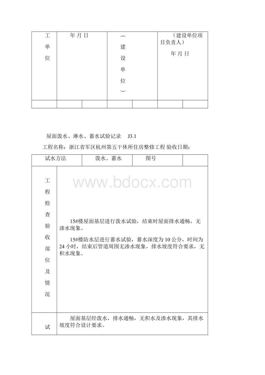 1屋面泼水淋水蓄水试验记录教学总结Word格式.docx_第2页