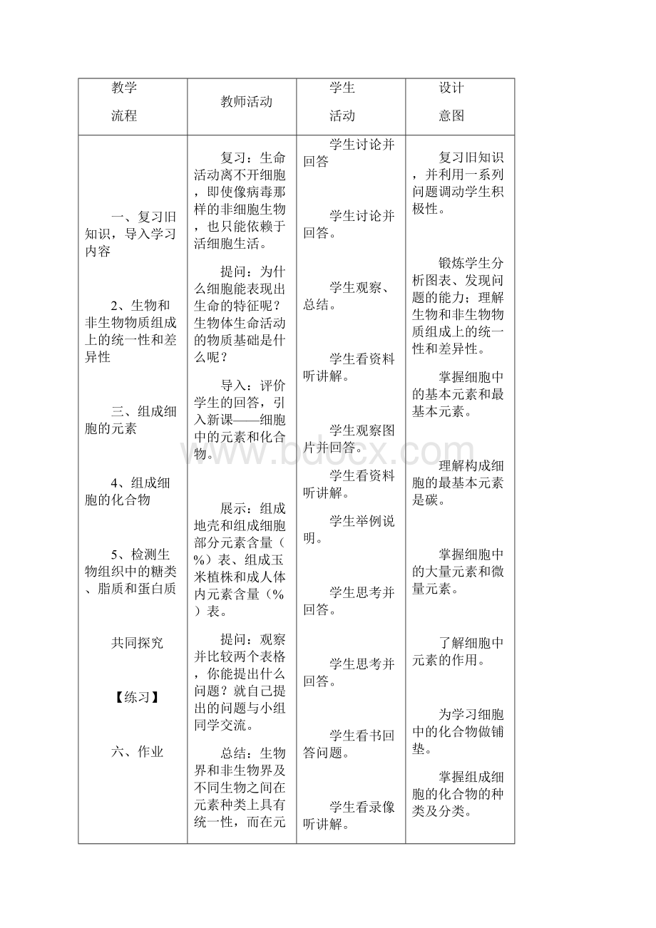 细胞中的元素和化合物优秀教学设计Word文件下载.docx_第3页