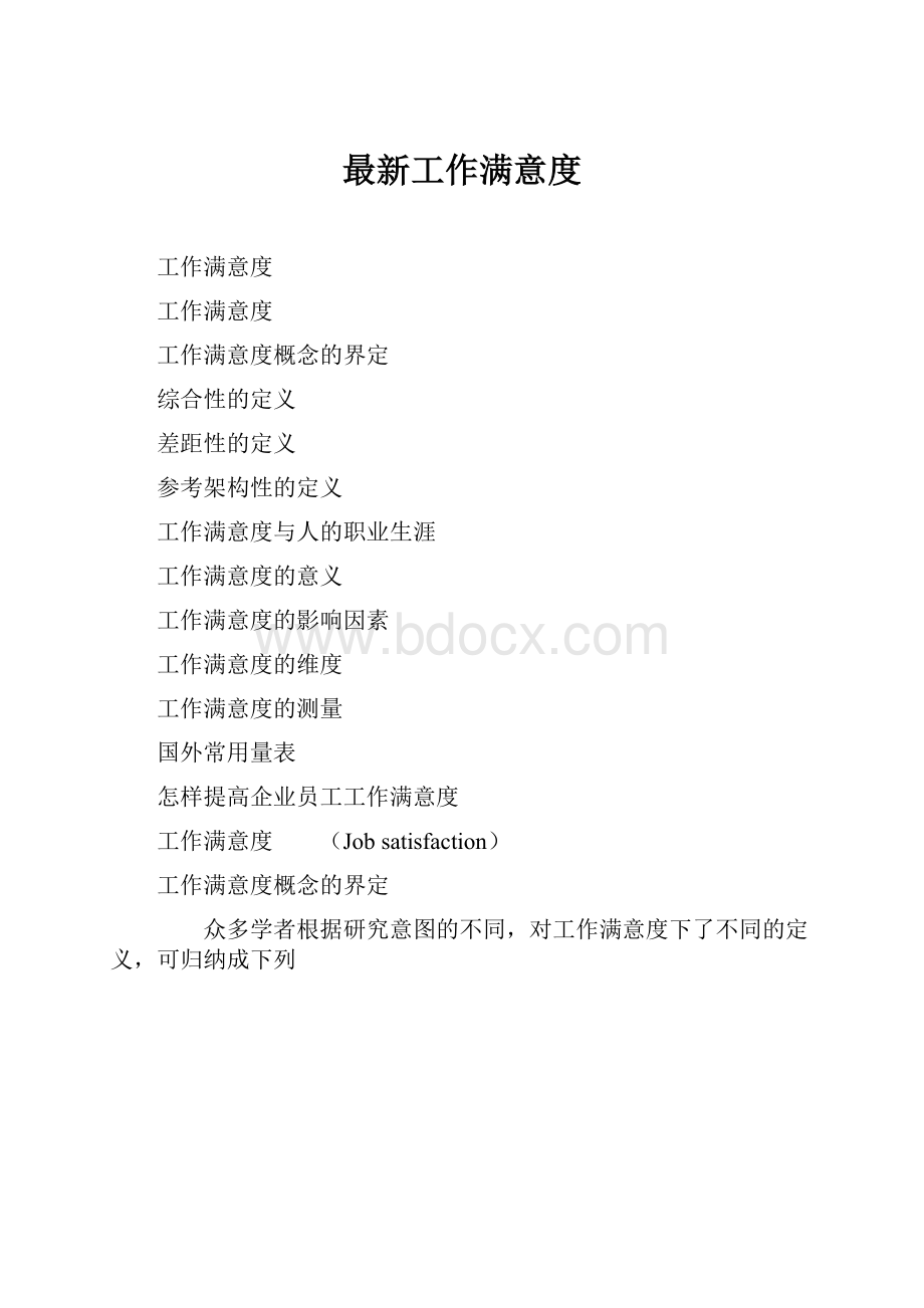 最新工作满意度文档格式.docx