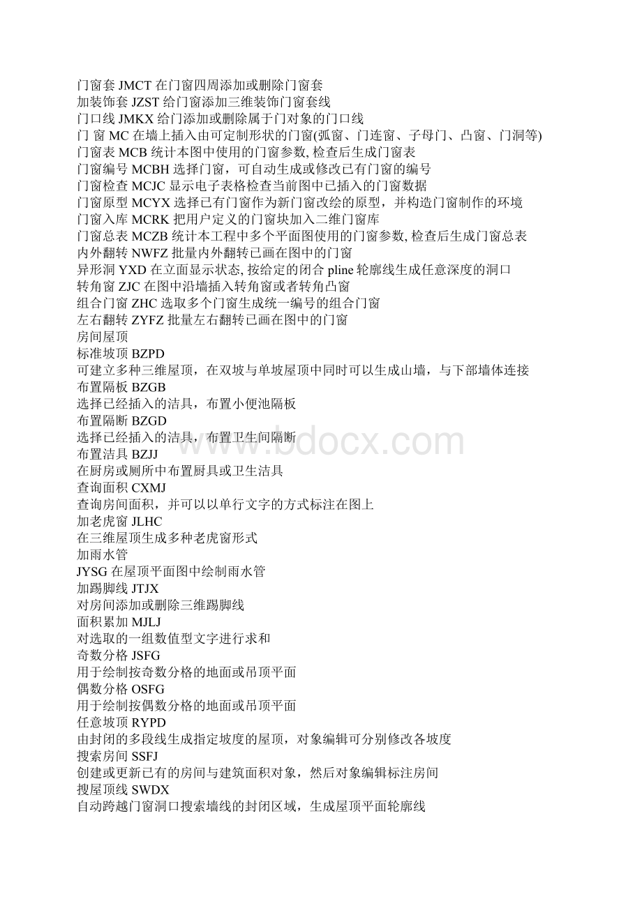 天正建筑CAD命令符号Word文档格式.docx_第2页