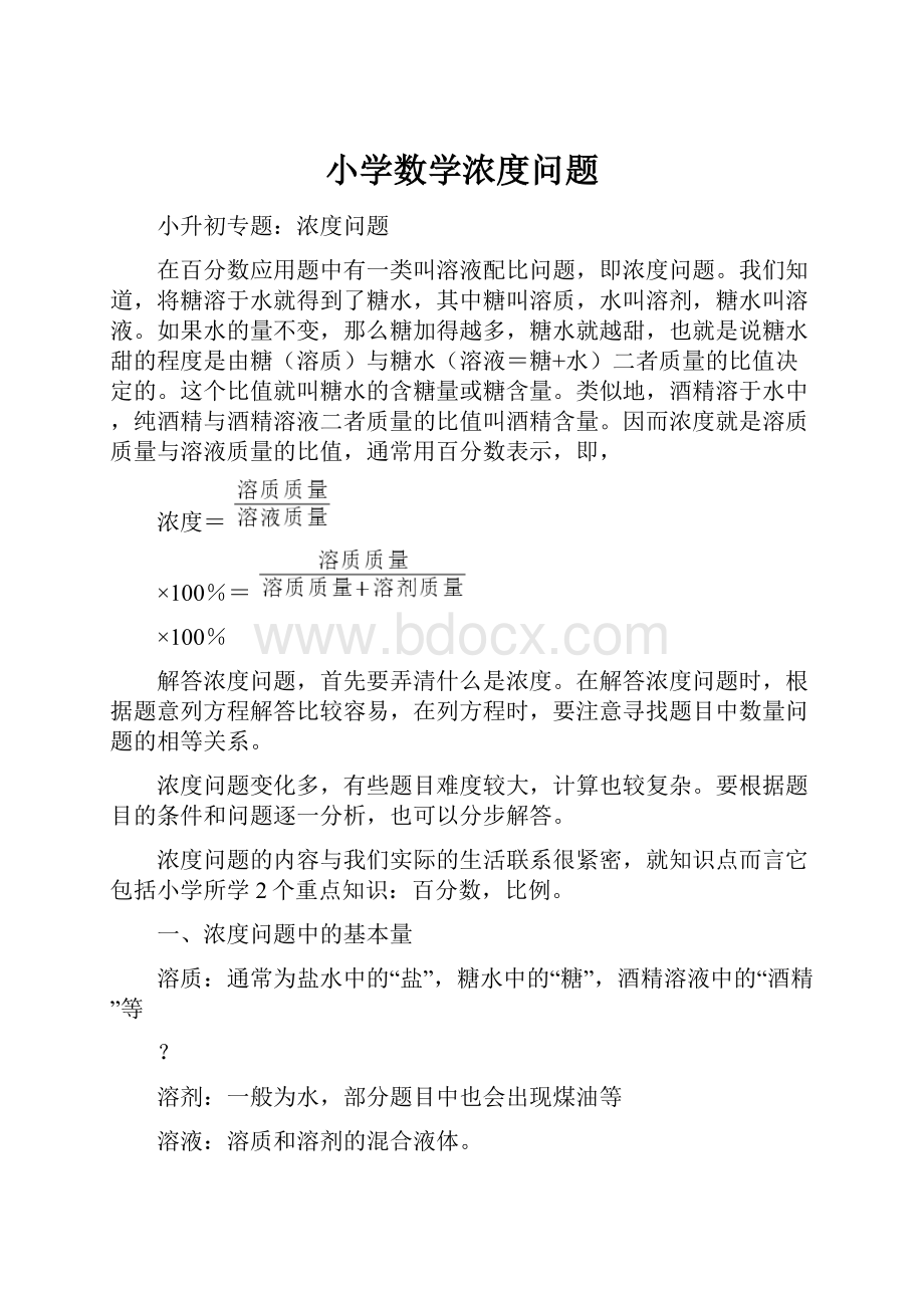 小学数学浓度问题Word格式文档下载.docx