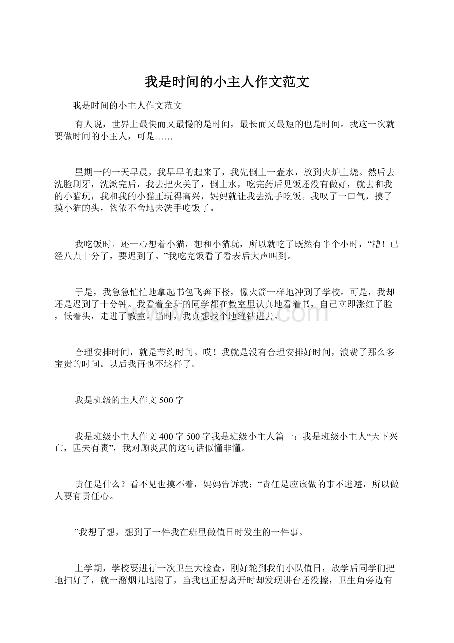 我是时间的小主人作文范文.docx