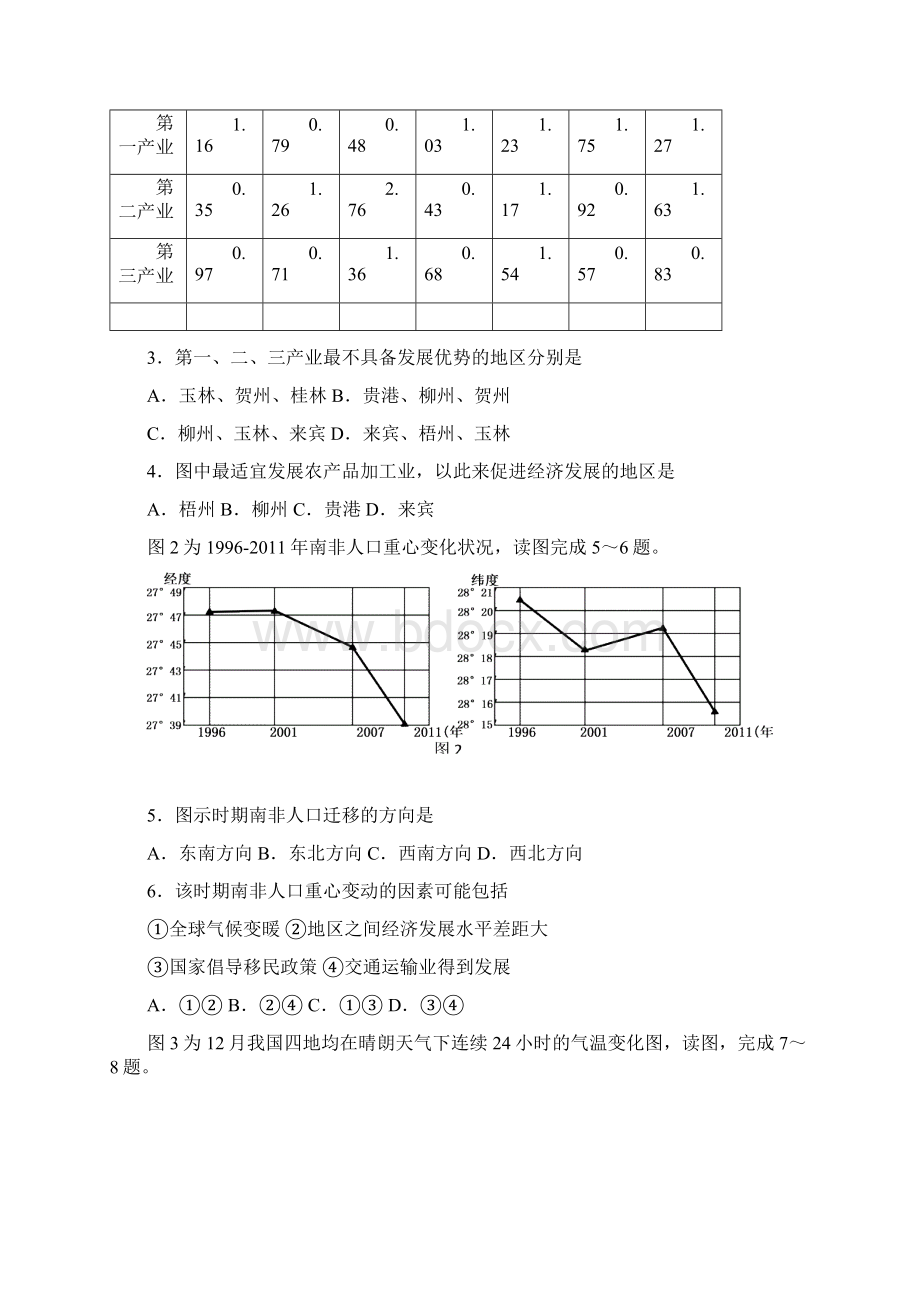 届浙江省诸暨市高三上学期期末考试地理试题及答案Word文档格式.docx_第2页