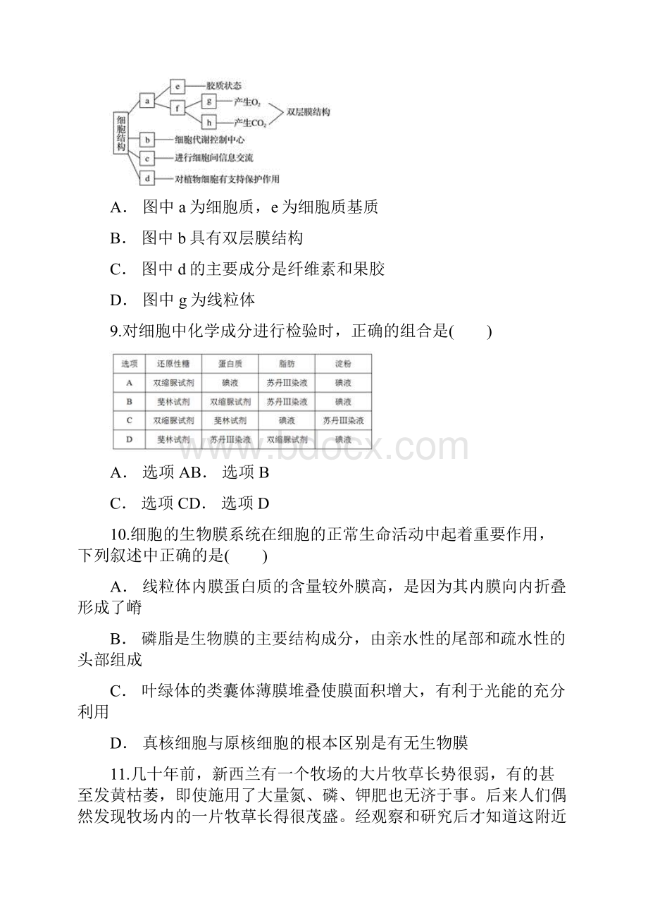 云南省丽江市古城中学高一上学期期中考试生物试题.docx_第3页