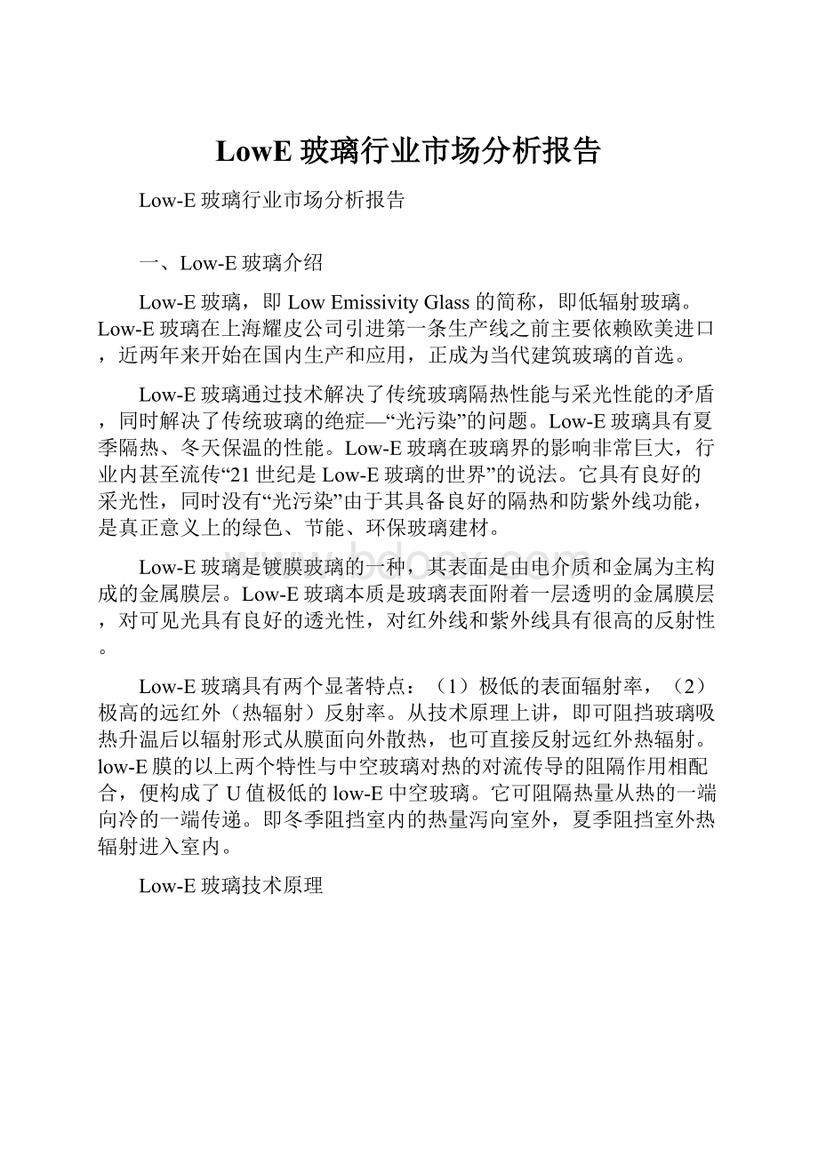 LowE玻璃行业市场分析报告文档格式.docx