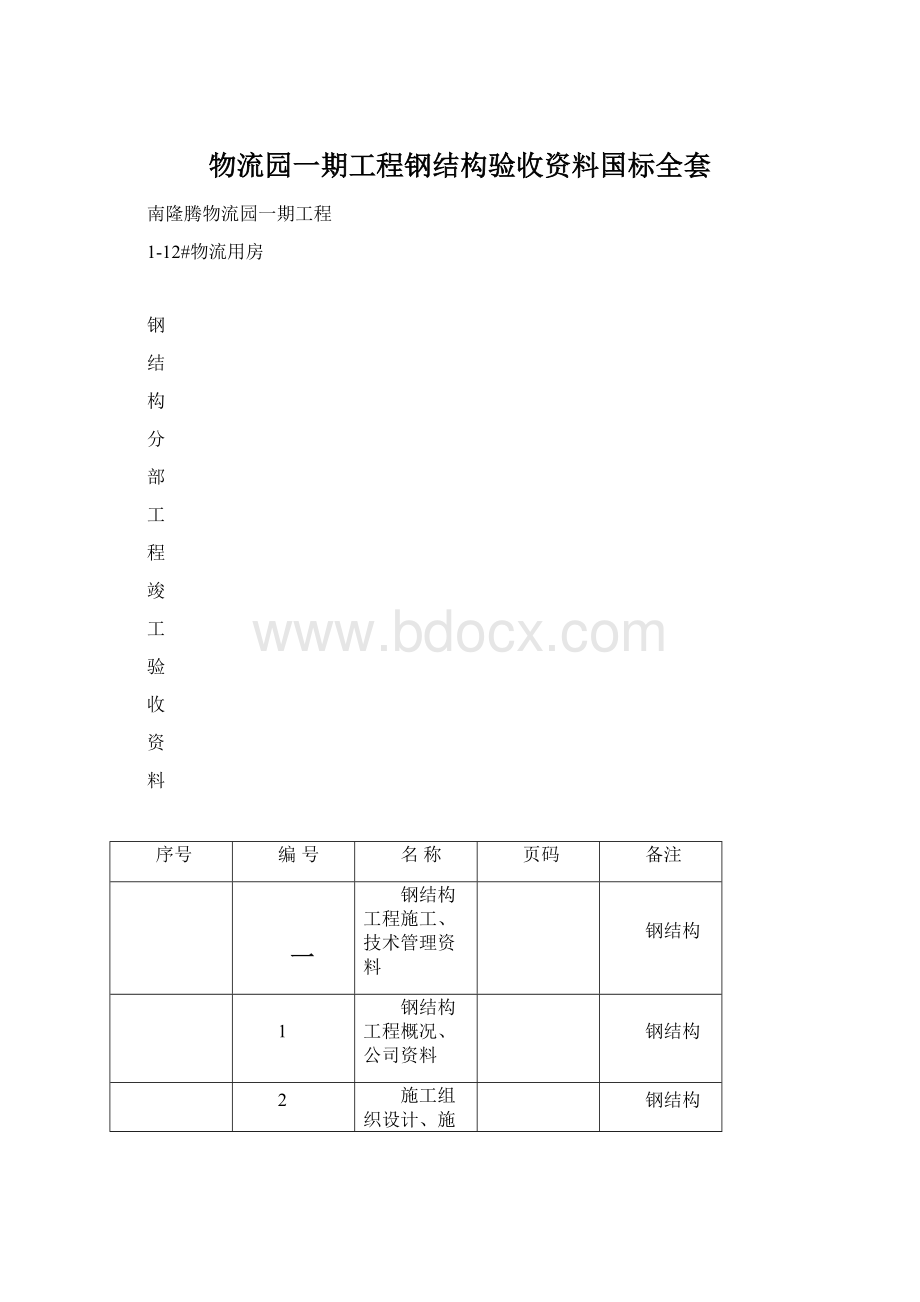 物流园一期工程钢结构验收资料国标全套Word文档格式.docx