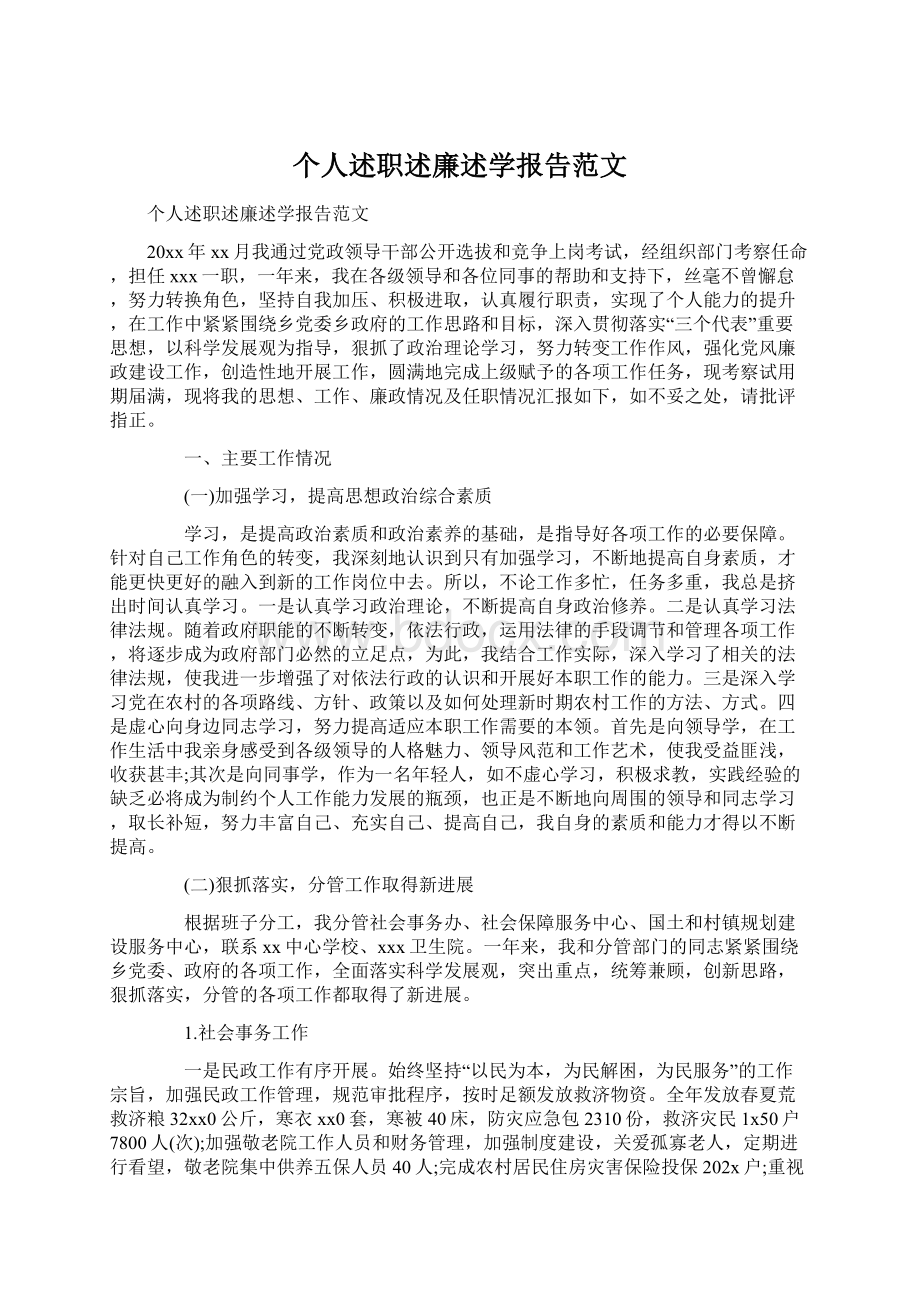 个人述职述廉述学报告范文.docx