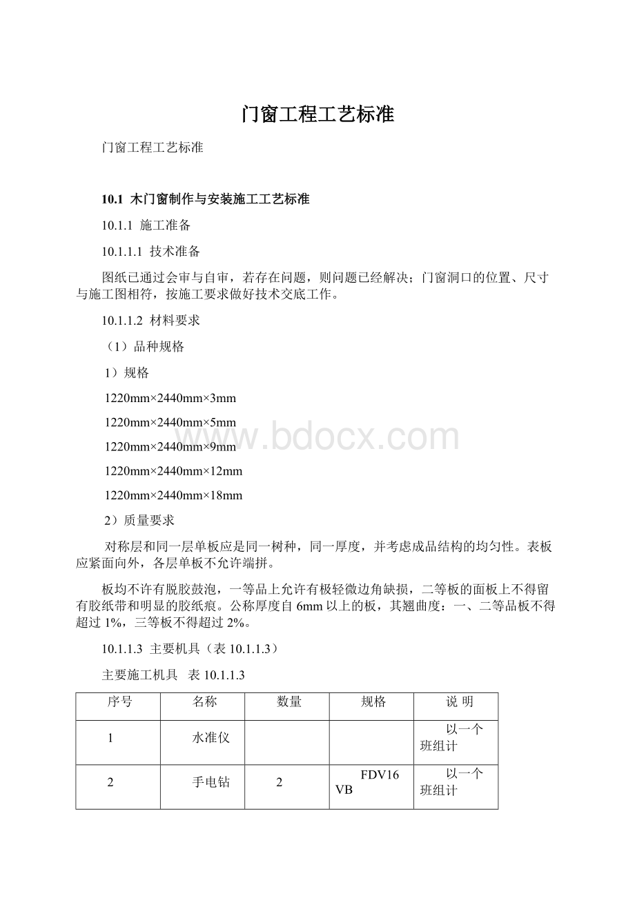 门窗工程工艺标准文档格式.docx_第1页