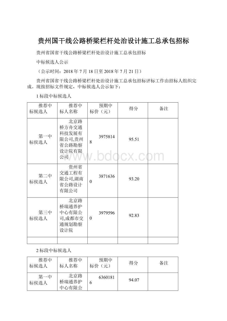 贵州国干线公路桥梁栏杆处治设计施工总承包招标Word格式文档下载.docx