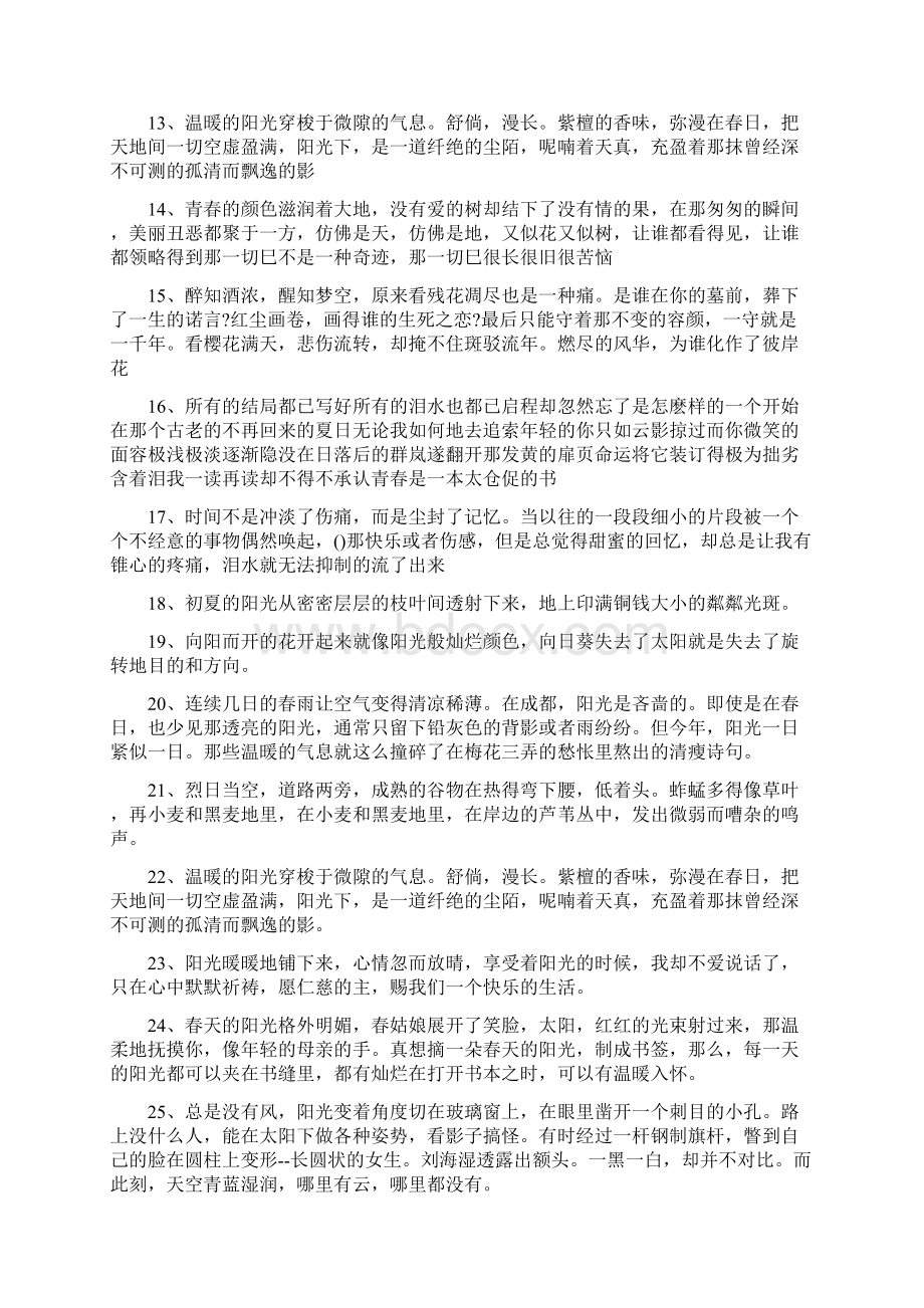 形容阳光很温暖的句子Word文档格式.docx_第2页