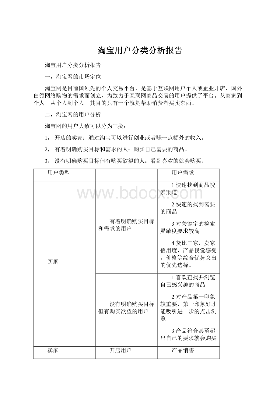 淘宝用户分类分析报告Word格式.docx