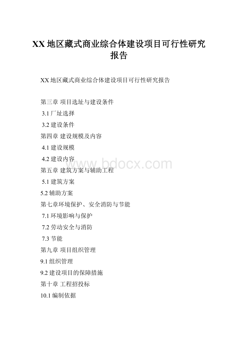 XX地区藏式商业综合体建设项目可行性研究报告.docx_第1页