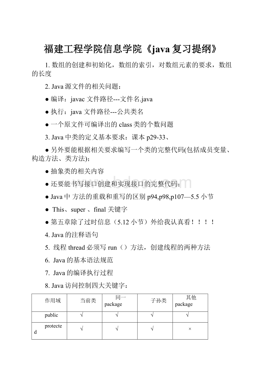 福建工程学院信息学院《java复习提纲》.docx_第1页