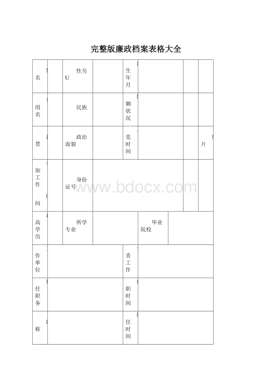 完整版廉政档案表格大全.docx_第1页