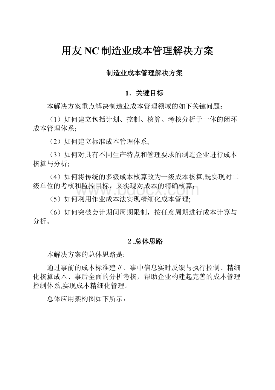 用友NC制造业成本管理解决方案Word文件下载.docx