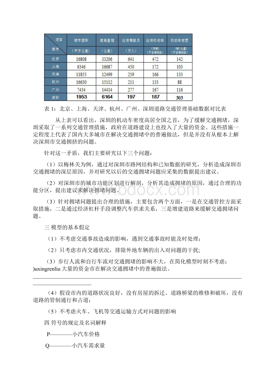 深圳市交通拥堵问题分析数学建模论文 精品文档格式.docx_第2页