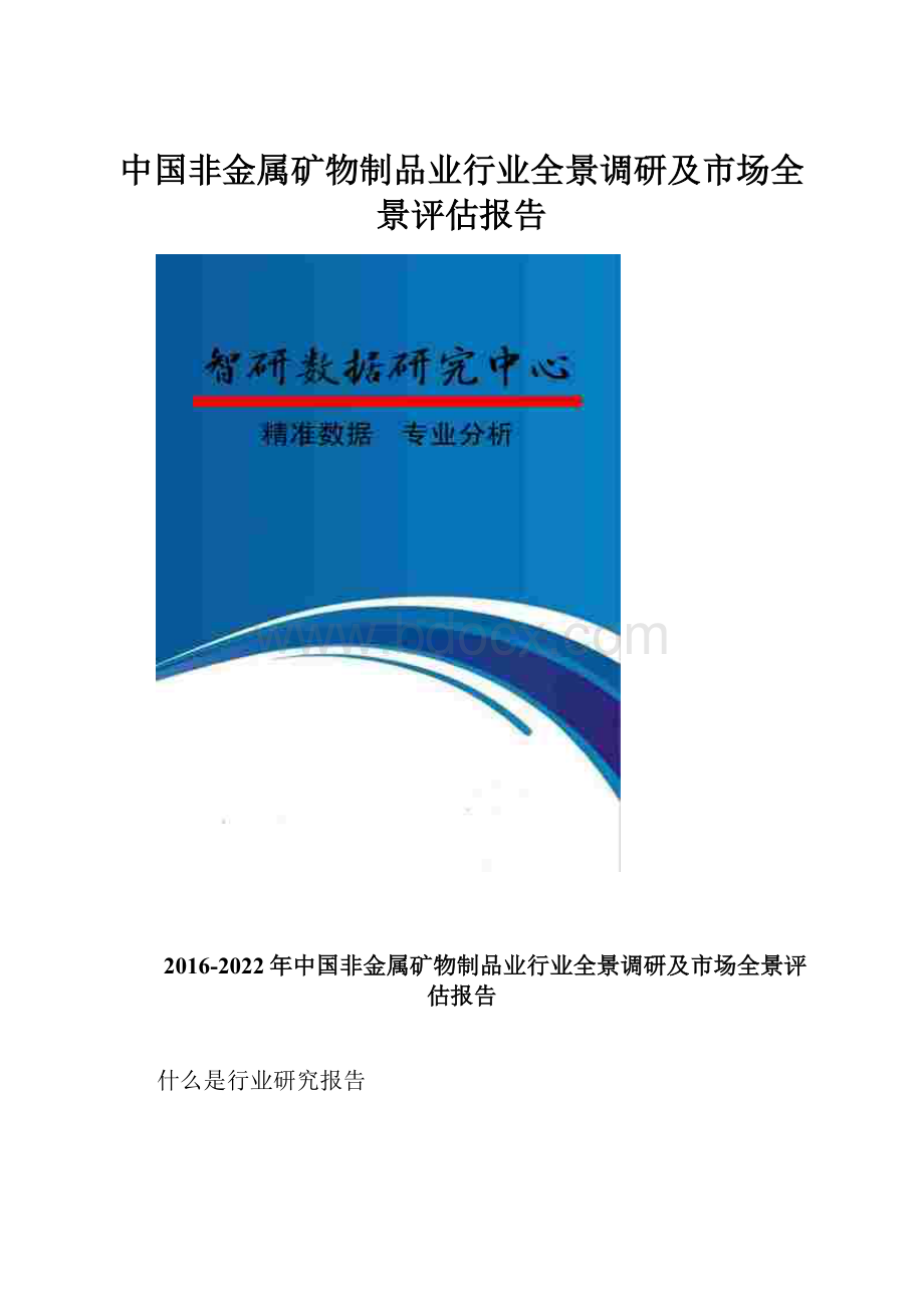 中国非金属矿物制品业行业全景调研及市场全景评估报告Word格式.docx