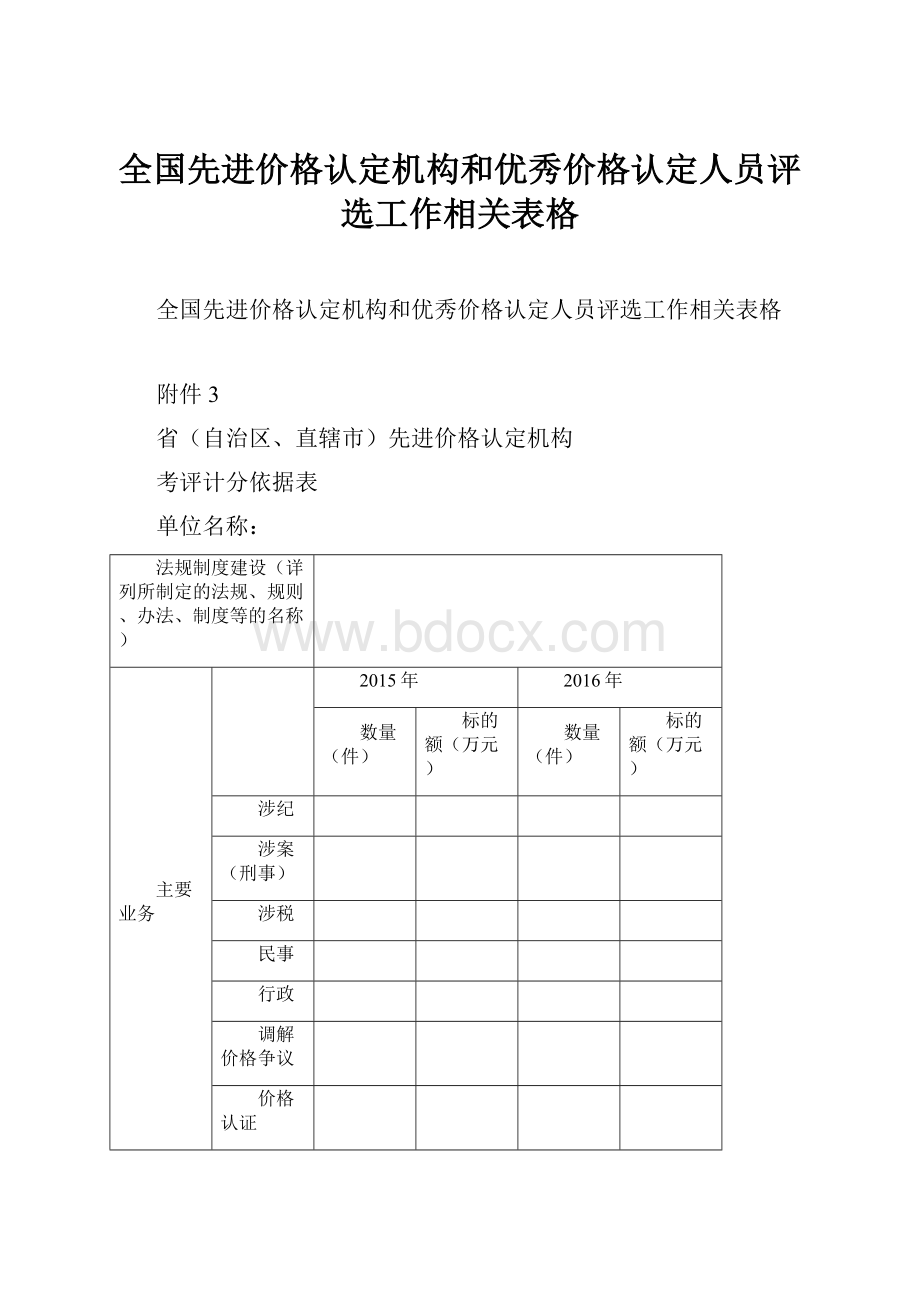 全国先进价格认定机构和优秀价格认定人员评选工作相关表格.docx