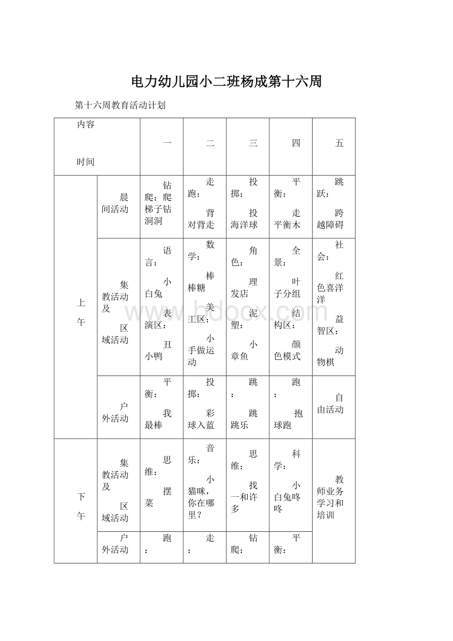 电力幼儿园小二班杨成第十六周.docx_第1页