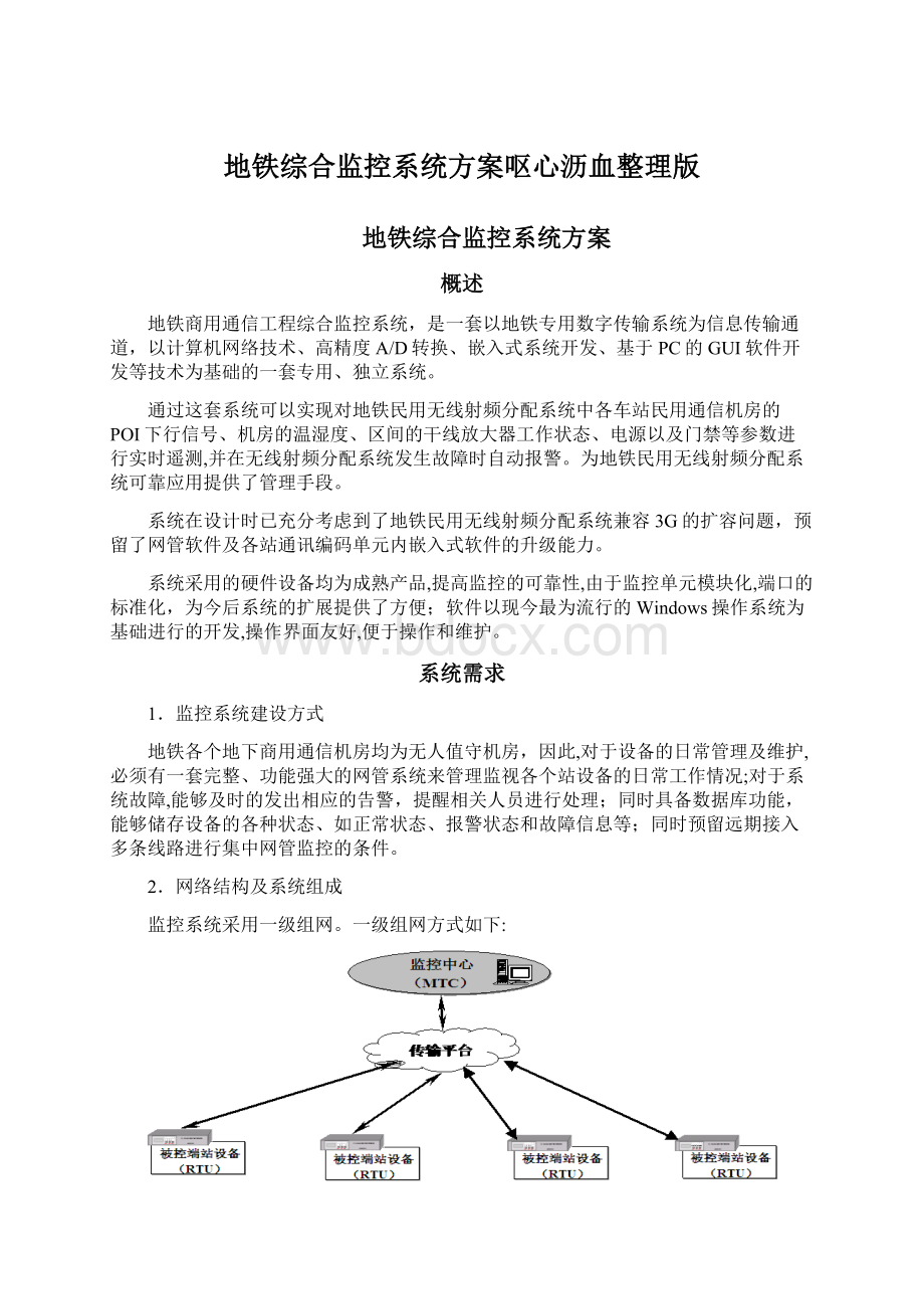 地铁综合监控系统方案呕心沥血整理版.docx_第1页