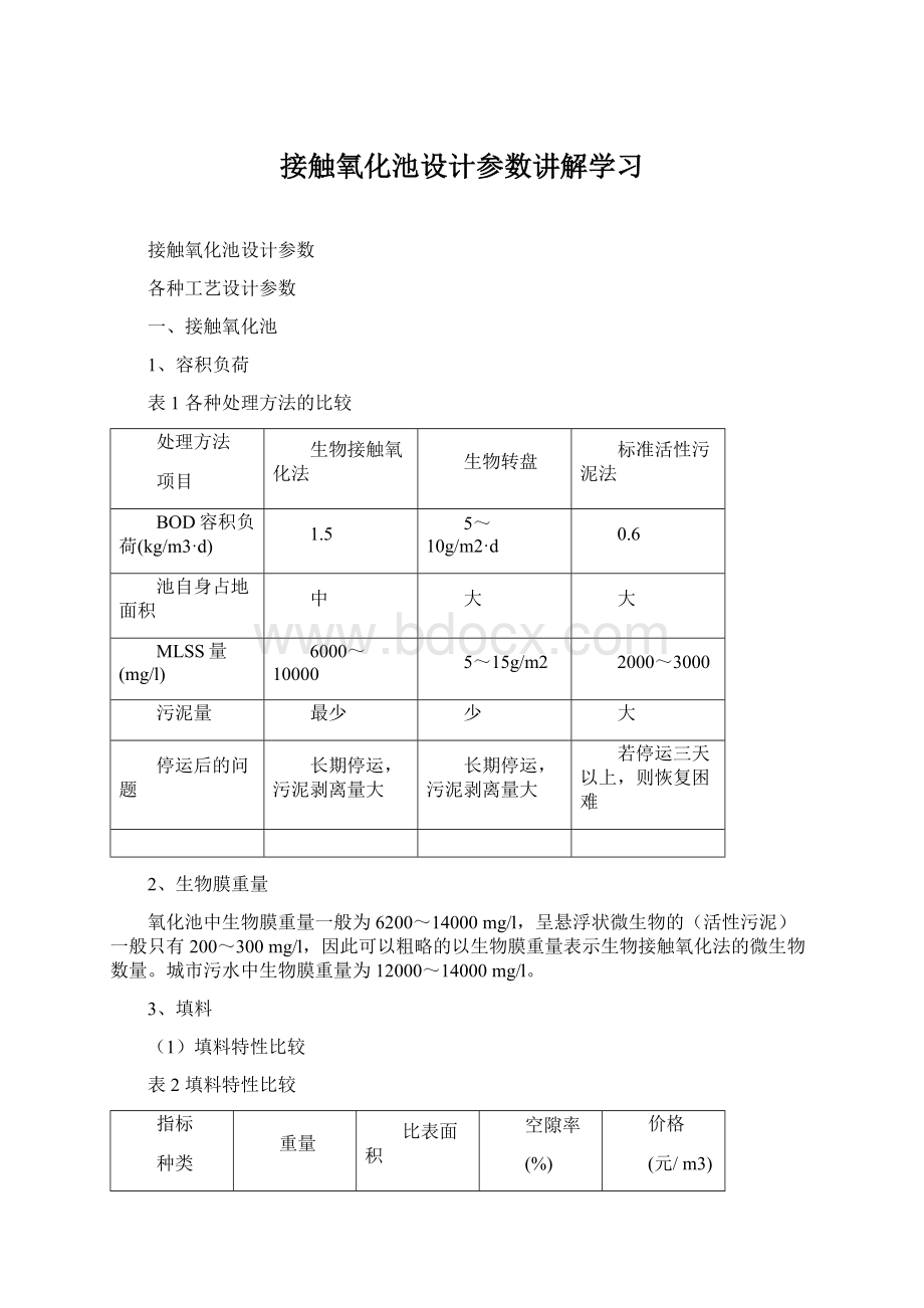 接触氧化池设计参数讲解学习.docx_第1页