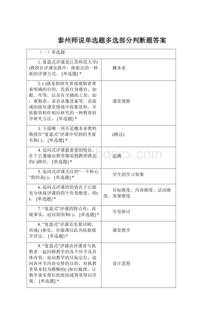 泰州师说单选题多选部分判断题答案.docx_第1页