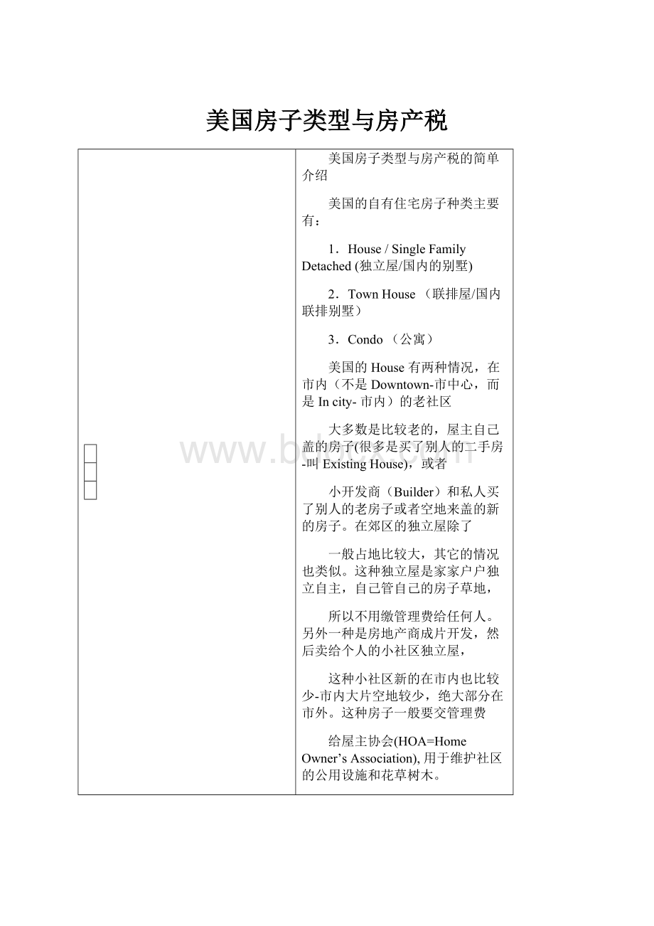 美国房子类型与房产税Word文档下载推荐.docx