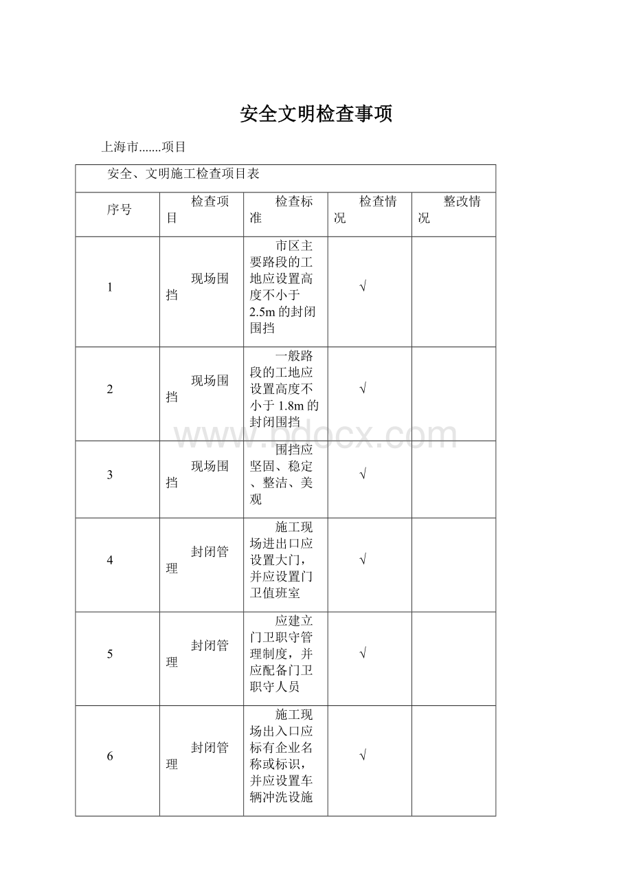 安全文明检查事项.docx_第1页