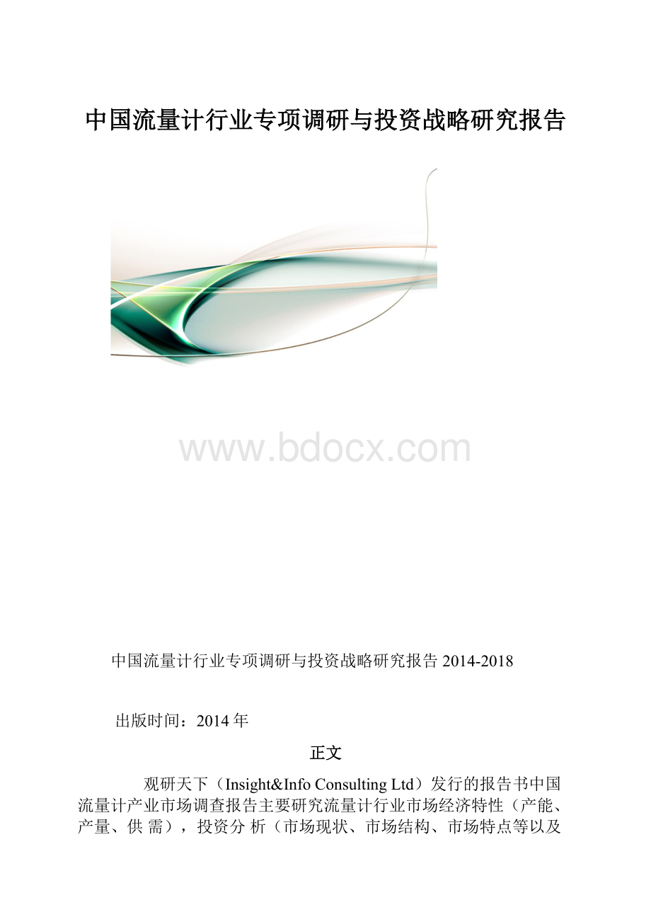 中国流量计行业专项调研与投资战略研究报告.docx