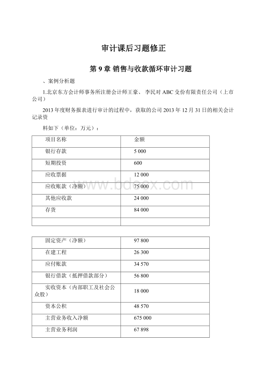 审计课后习题修正Word文档下载推荐.docx_第1页