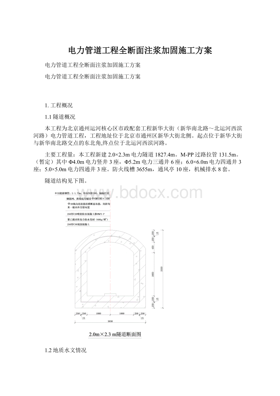 电力管道工程全断面注浆加固施工方案.docx