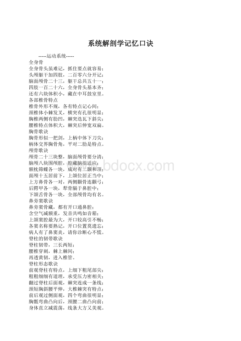 系统解剖学记忆口诀.docx_第1页