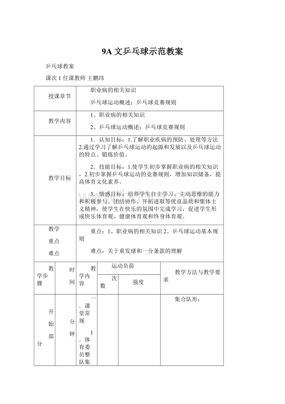 9A文乒乓球示范教案文档格式.docx