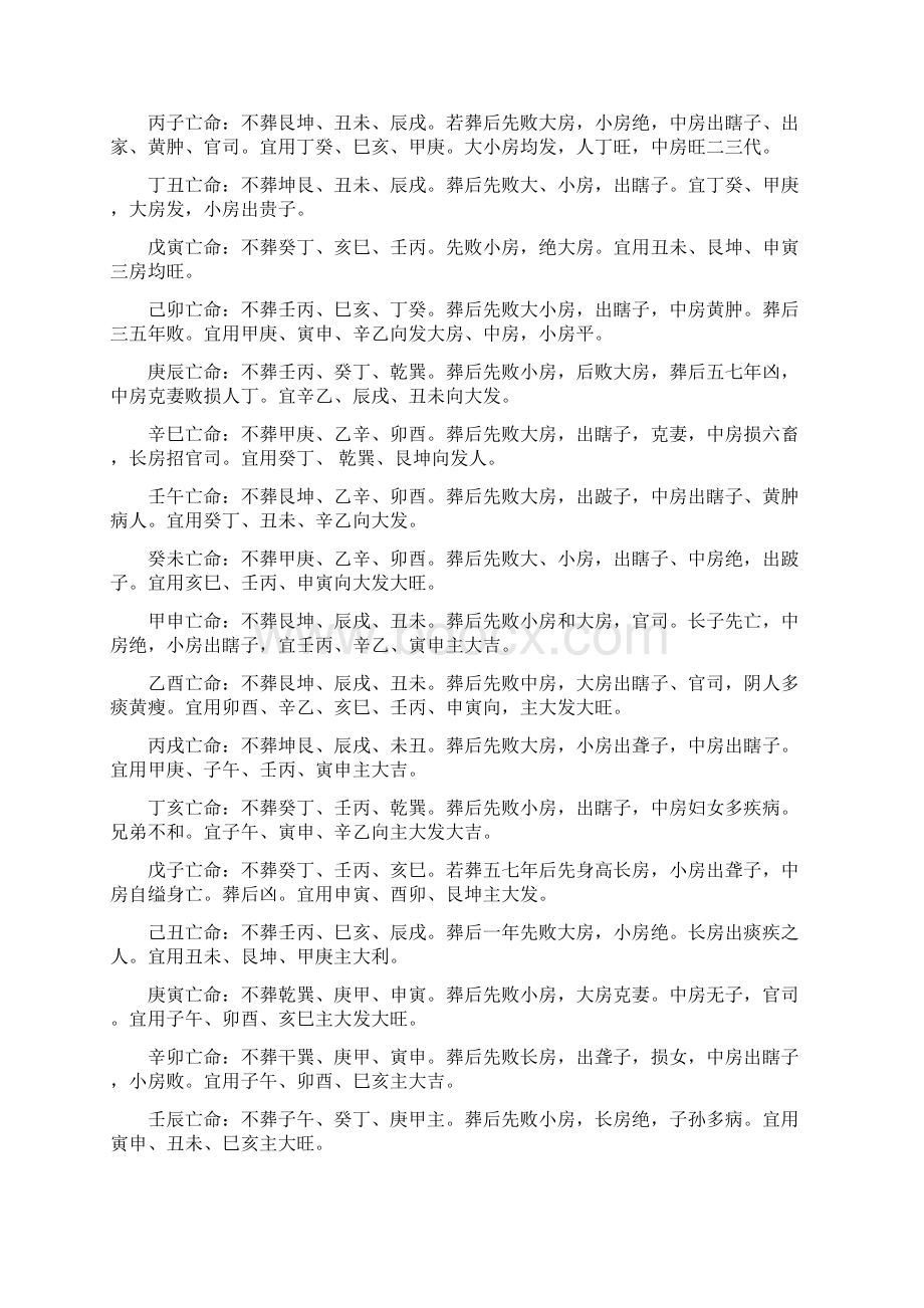 六十甲子亡命葬山吉凶断文档格式.docx_第2页