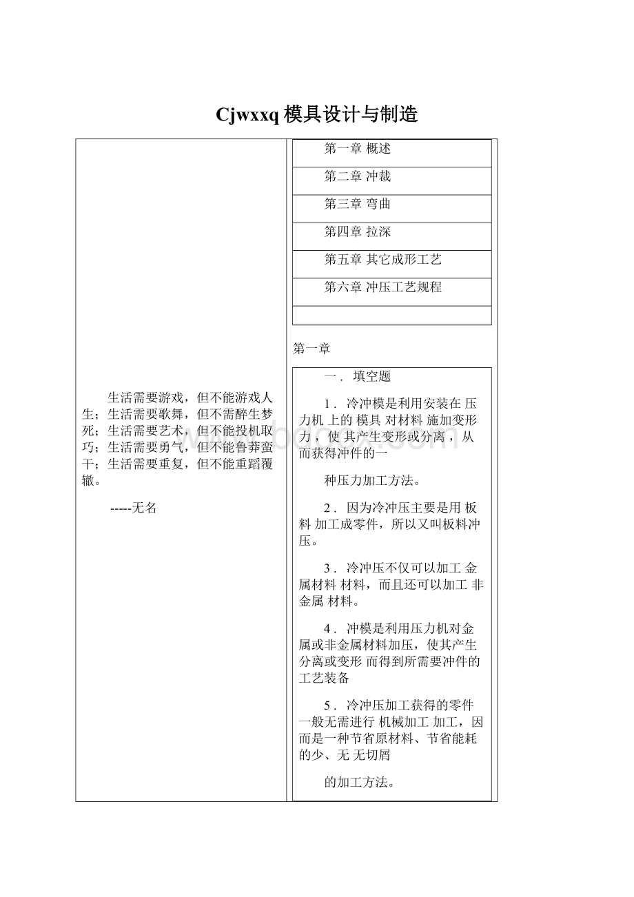 Cjwxxq模具设计与制造文档格式.docx