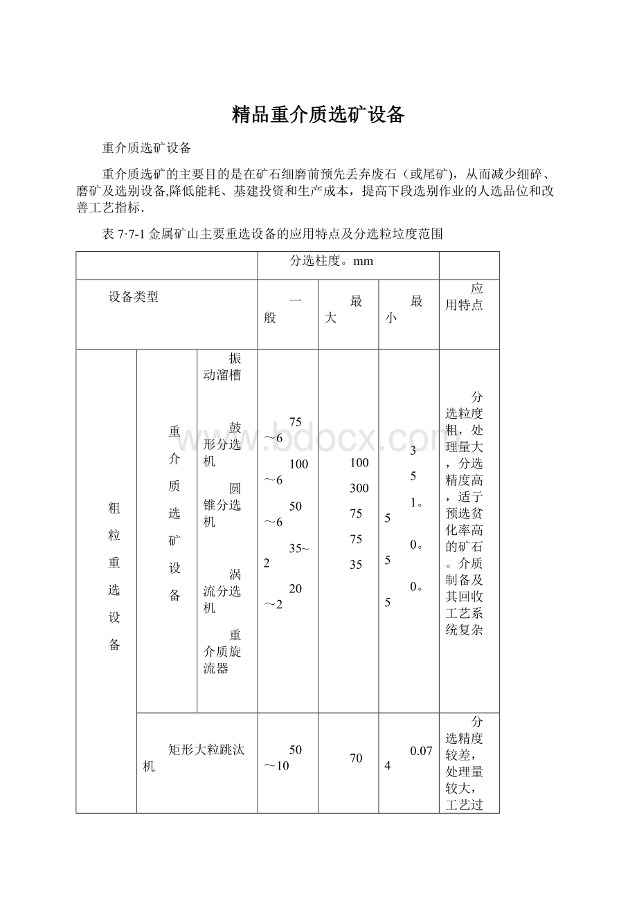 精品重介质选矿设备Word文件下载.docx