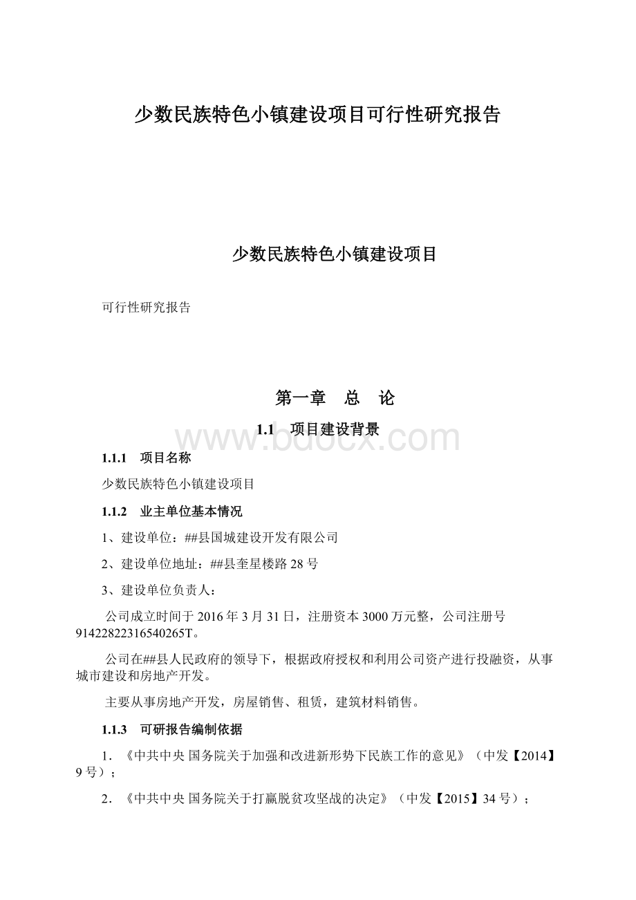 少数民族特色小镇建设项目可行性研究报告.docx