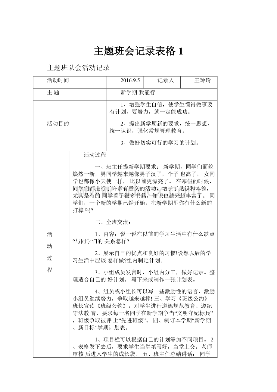 主题班会记录表格1.docx