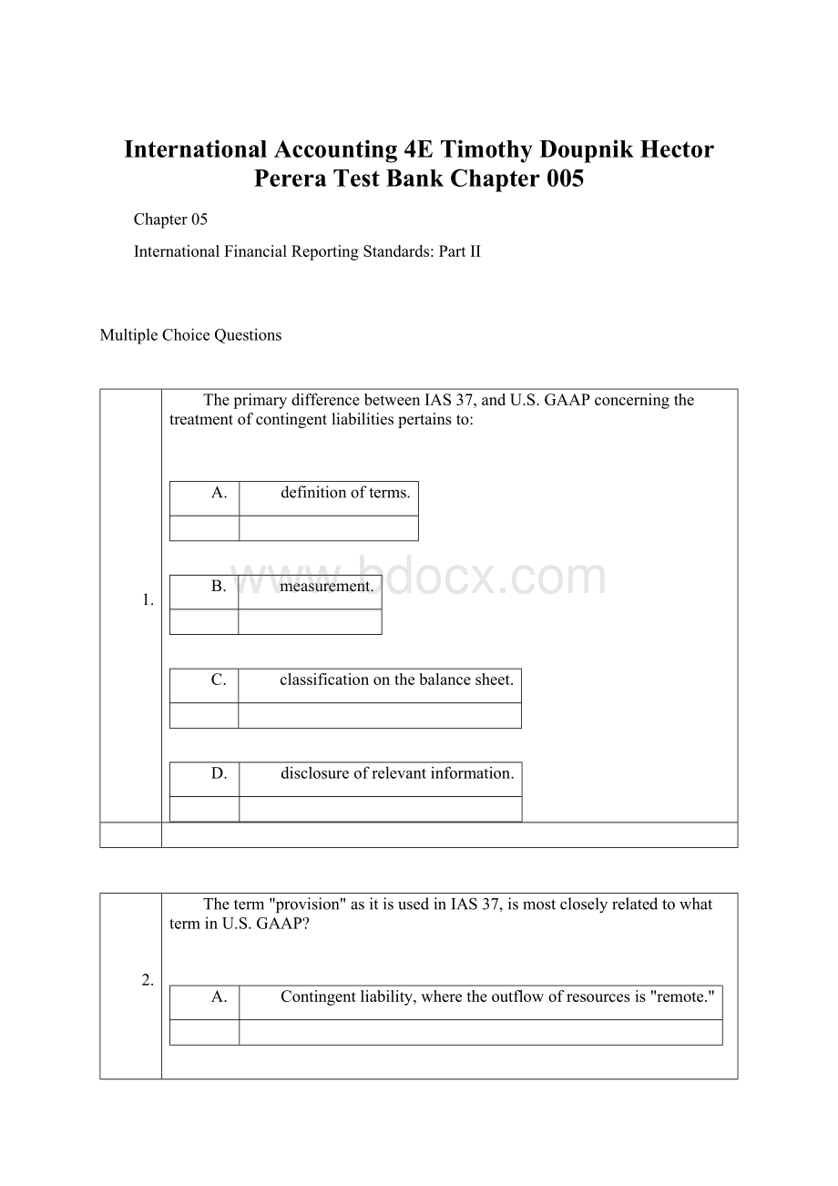 International Accounting 4E Timothy DoupnikHector Perera Test Bank Chapter 005Word文档下载推荐.docx