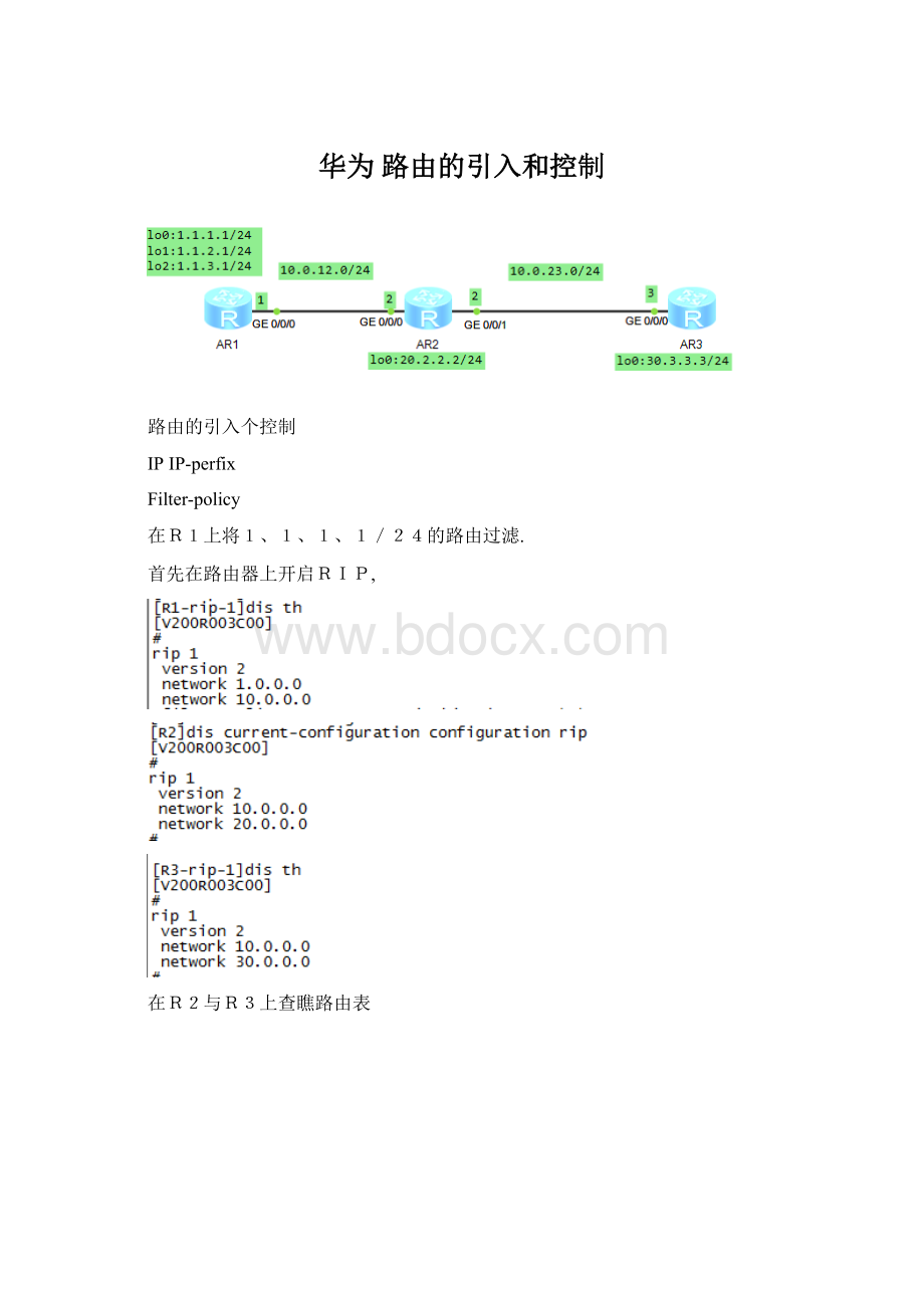 华为 路由的引入和控制Word格式.docx