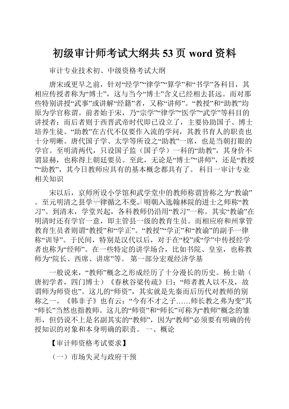 初级审计师考试大纲共53页word资料Word格式.docx