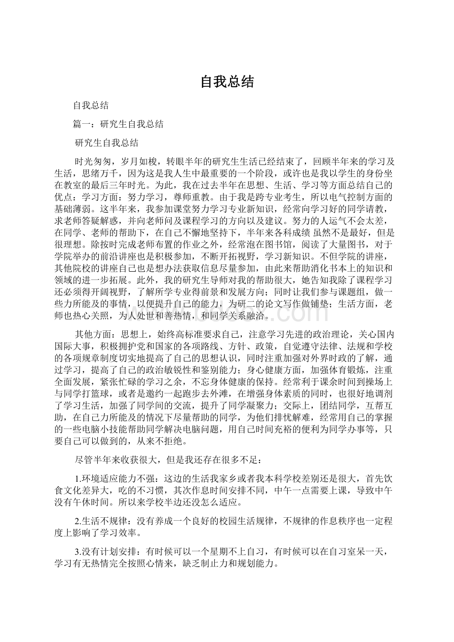 自我总结Word格式.docx