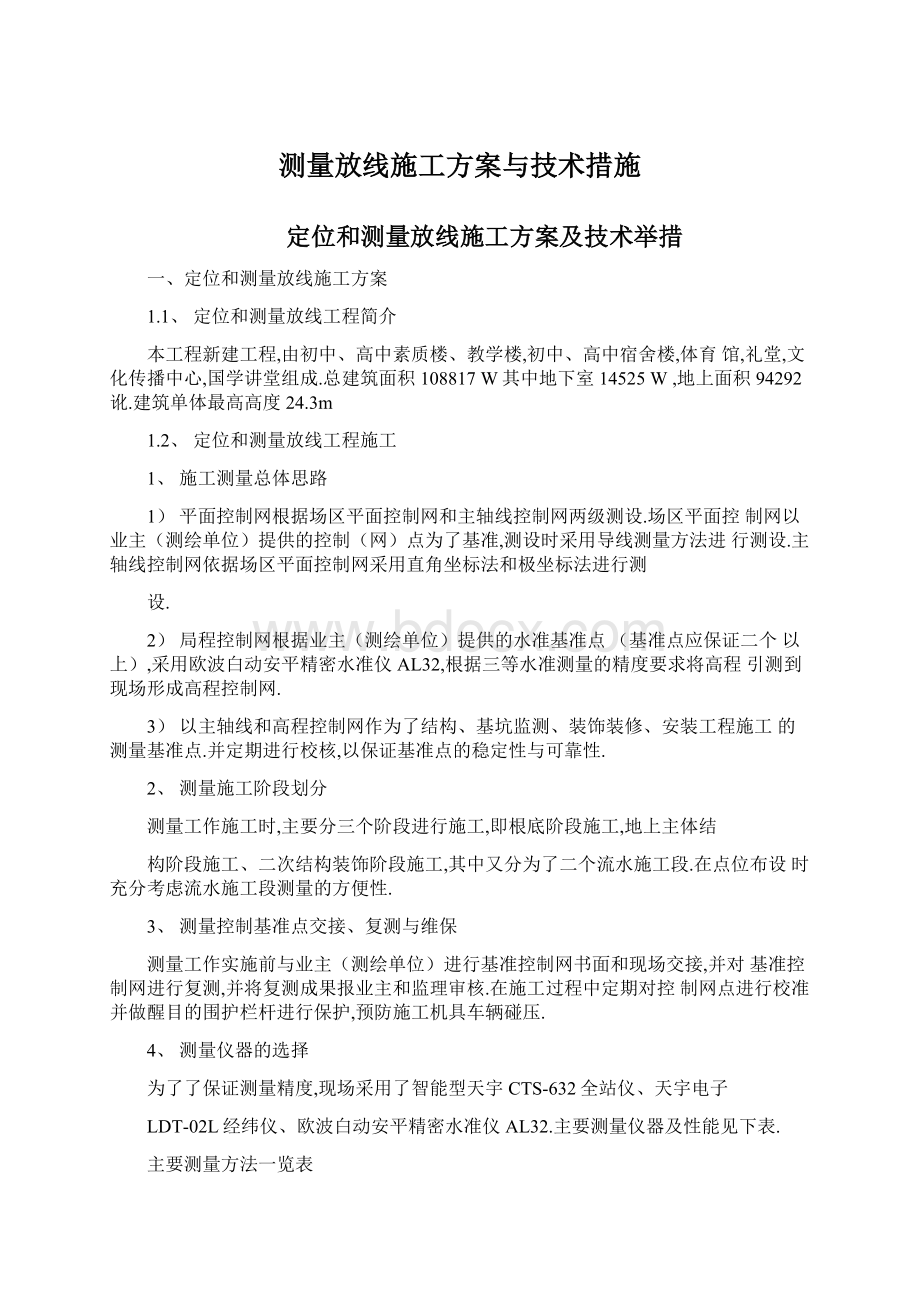 测量放线施工方案与技术措施.docx