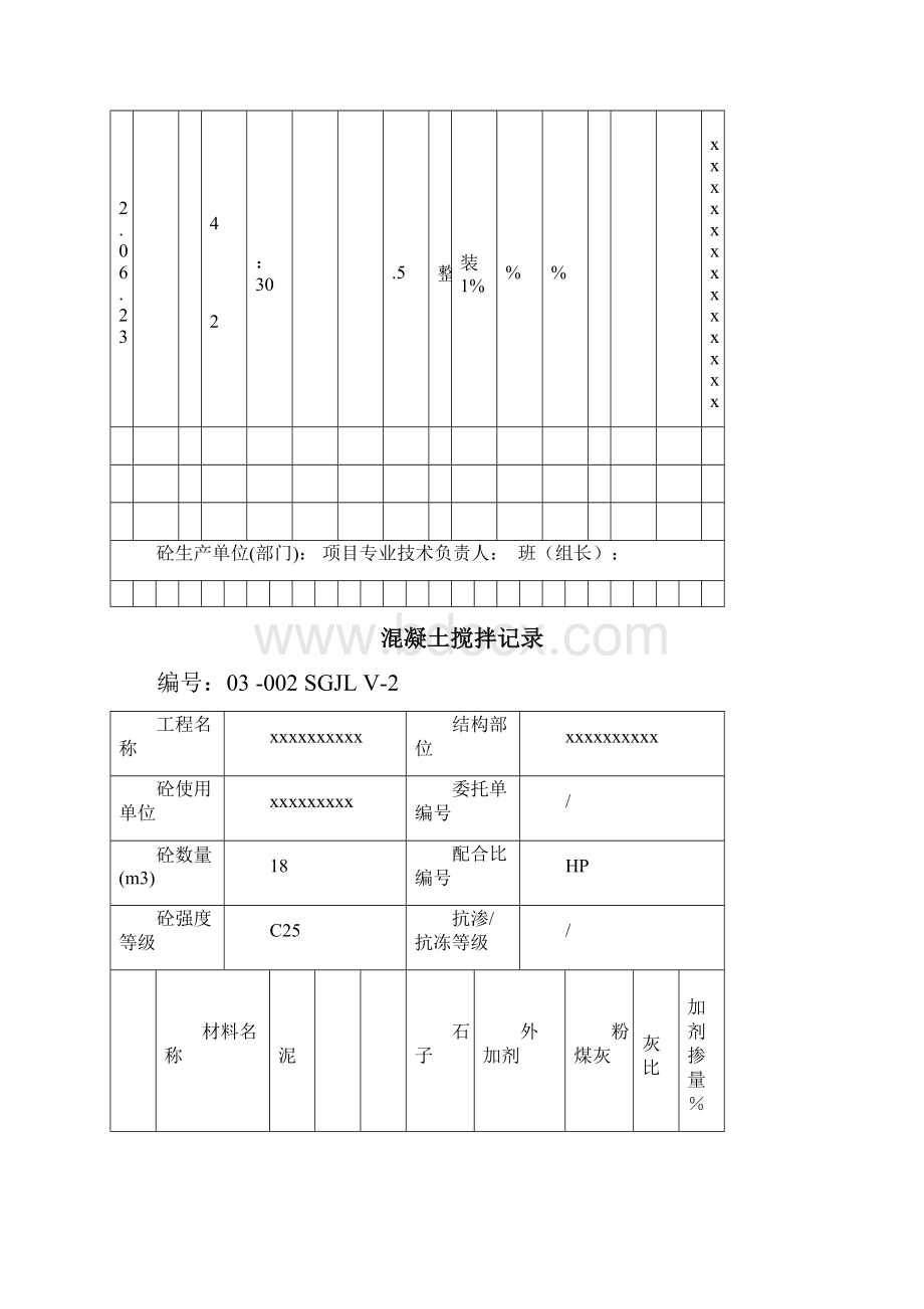 混凝土搅拌记录Word格式.docx_第2页