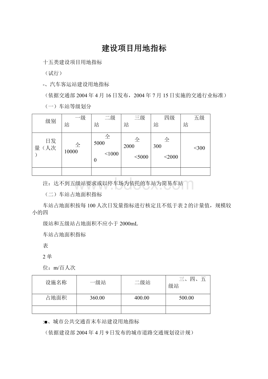 建设项目用地指标Word文档下载推荐.docx_第1页