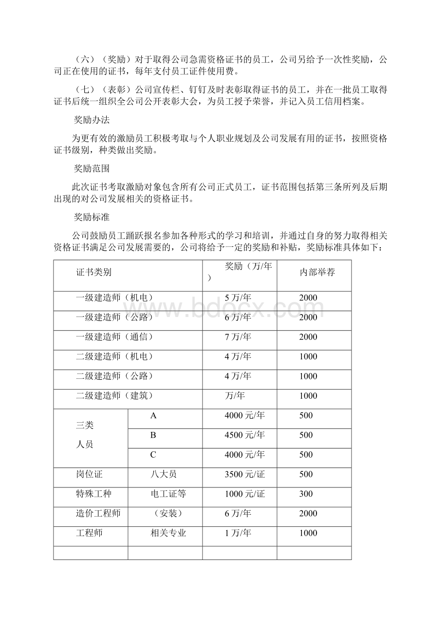 关于鼓励员工考取资质证书种类的办法.docx_第2页