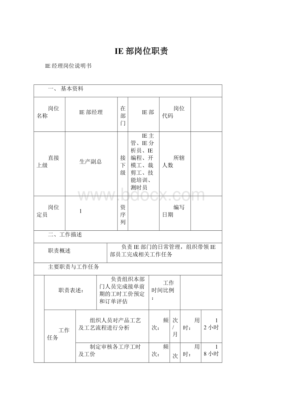 IE部岗位职责Word格式文档下载.docx