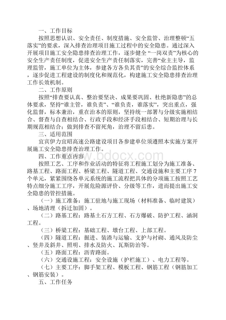 施工安全隐患排查治理实施方案完整版Word下载.docx_第2页