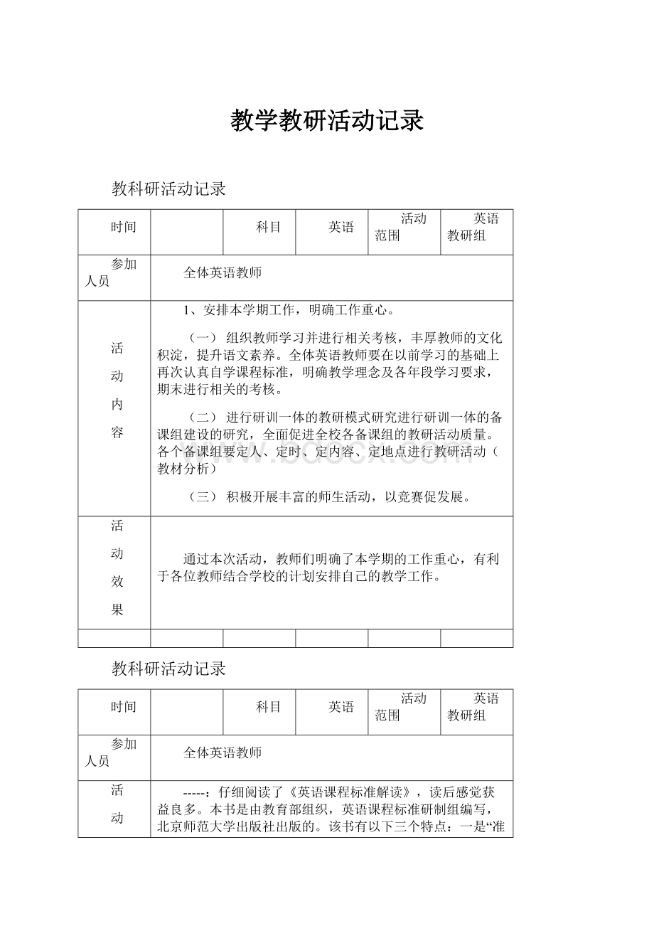 教学教研活动记录.docx_第1页