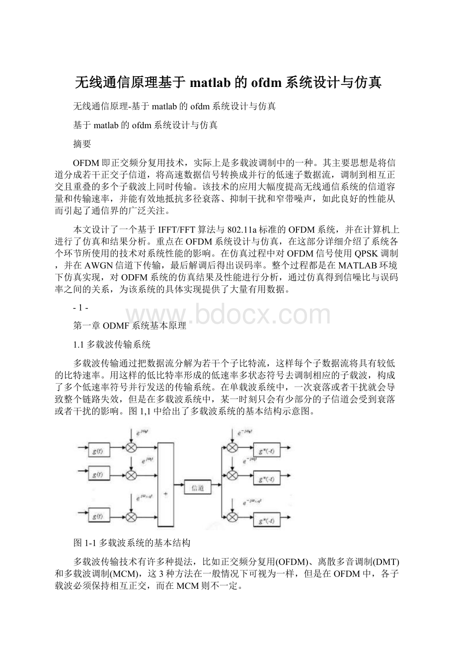 无线通信原理基于matlab的ofdm系统设计与仿真Word文件下载.docx